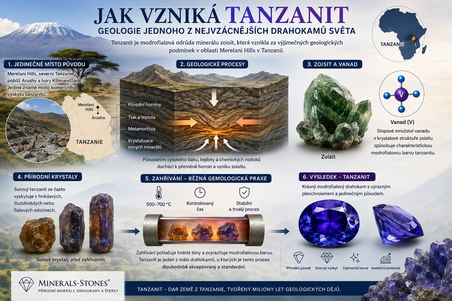 Jak vzniká tanzanit: Geologie jednoho z nejvzácnějších drahokamů světa | Tanzanit.cz